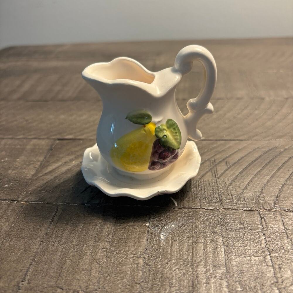 Vintage 1960s Ceramic Mini Pitcher Saucer Set